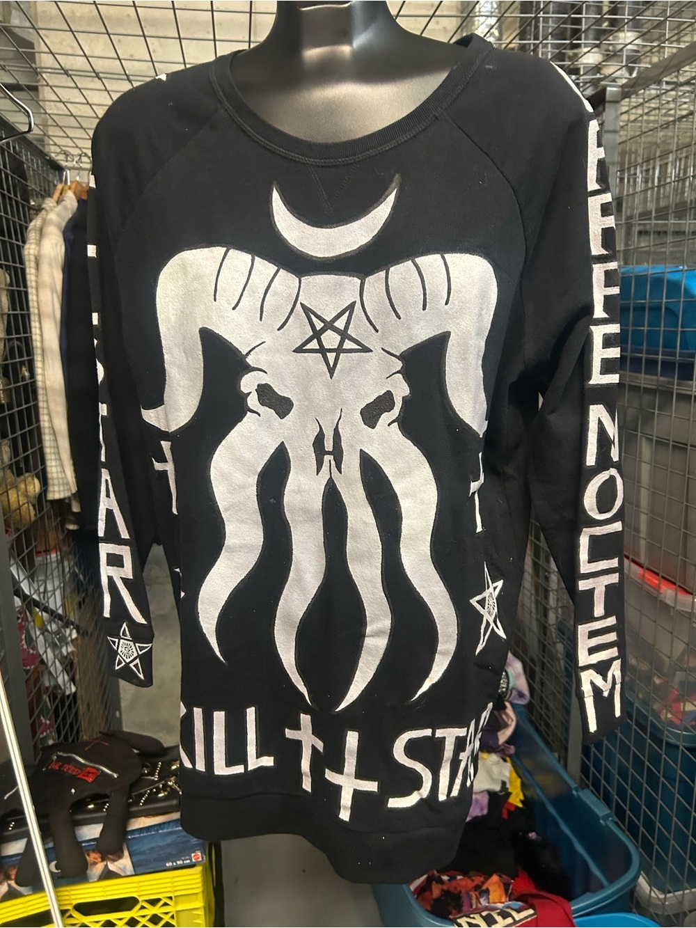 CUSTOM LUX BLK HANDPAINTED  Cthulhu Killstar inspired Seize NIGHT tunic M